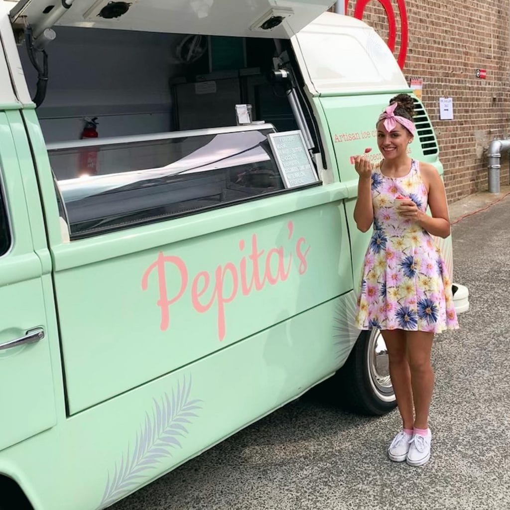 Pepita's Ice Cream Van green van