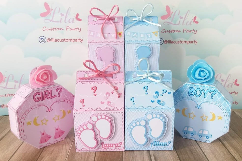Lila Custom Party gender reveal boxes
