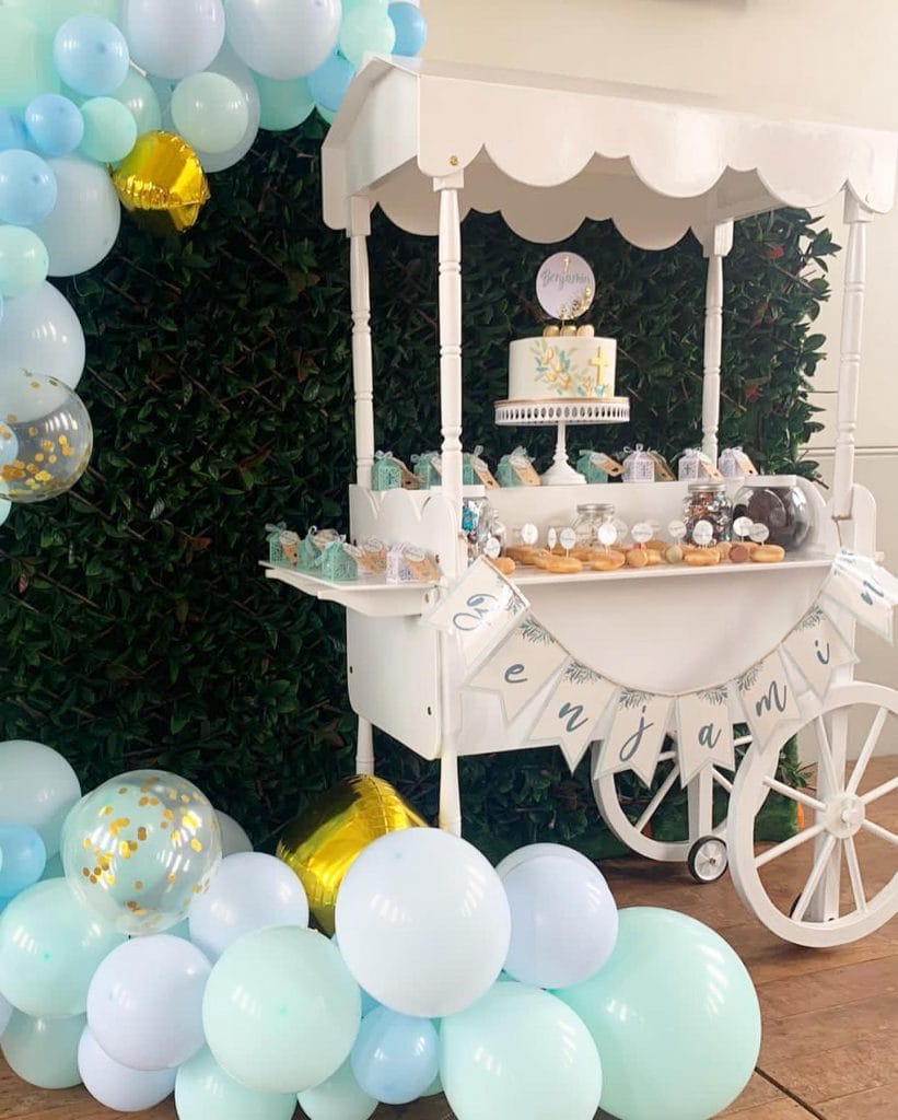 Beautiful Beginnings Party Hire cart and balloons