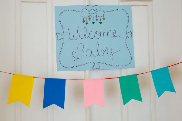 A welcome to baby sing and bunting