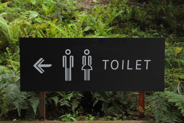 Directions to toilets at wedding venue