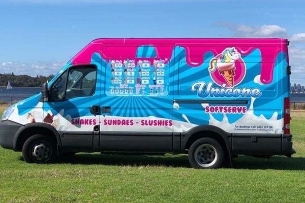 The Unicone ice cream van in the sun