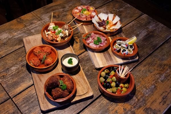 A spread of tapas-style dishes