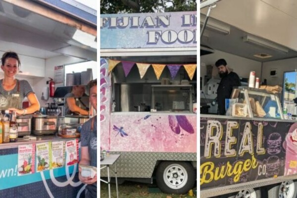 Food Trucks Townsville Banner featuring Feel Good Foodie, GGs Bhojan, and Real Burger Co. food trucks